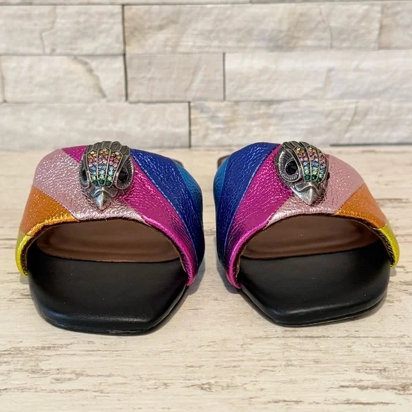 Kurt Geiger Kensington Flat Sandals Rainbow Metallic Stripe Slide Size 36.5 EU - Picture 3 of 16